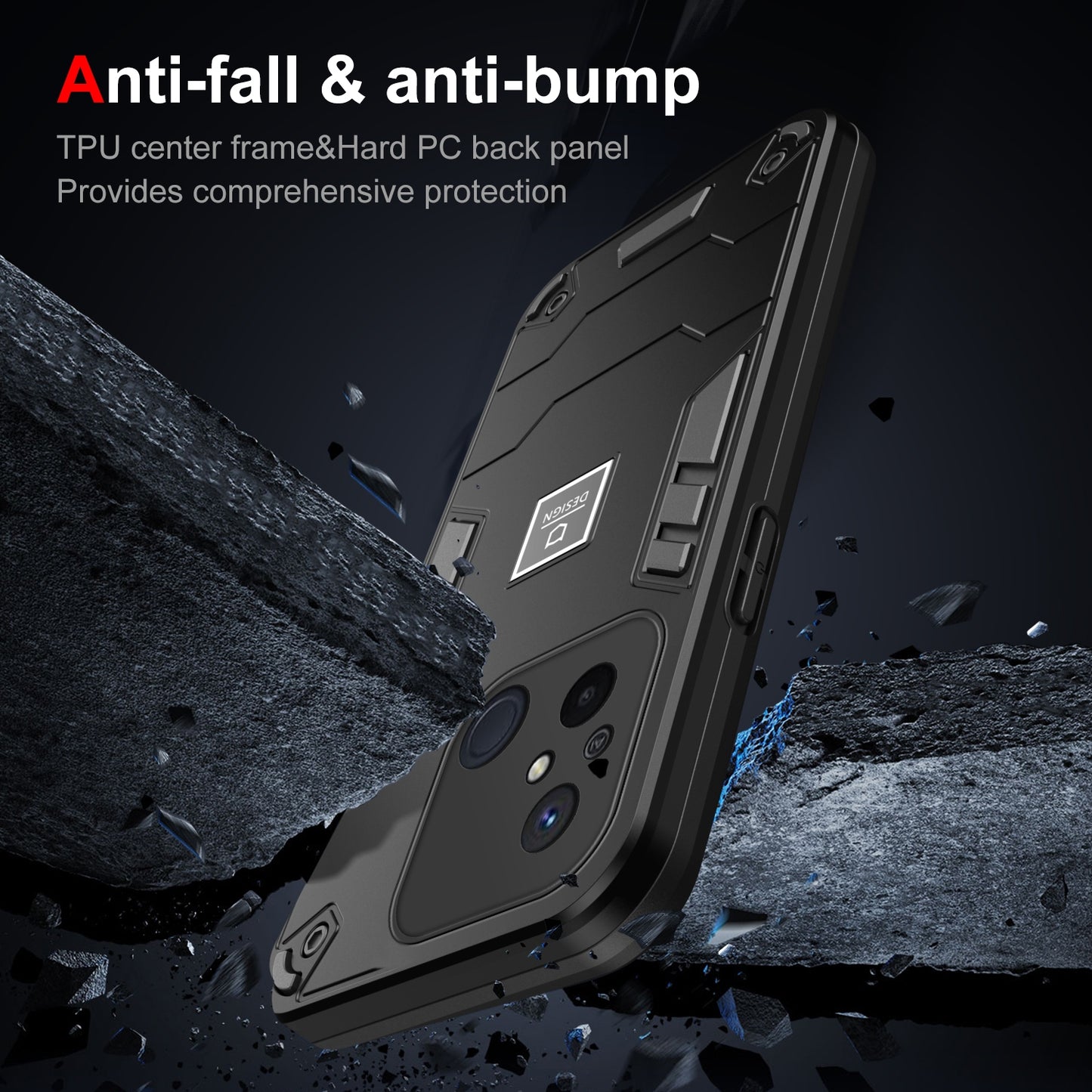 Xiaomi Redmi 12C Shockproof Phone Case with Dual-Layer Protection, TPU+PC Material, Durable, Stylish Design & Lightweight Structure