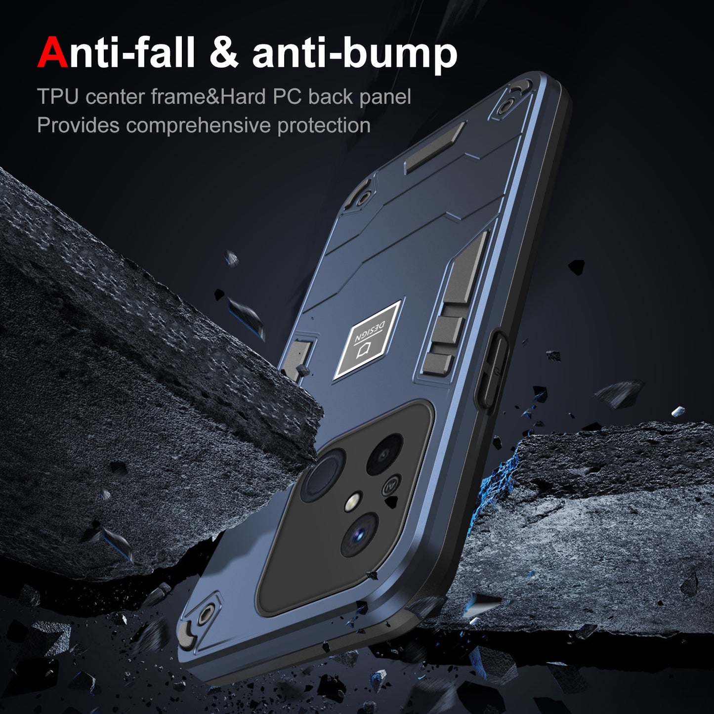 Xiaomi Redmi 12C Shockproof Phone Case with Dual-Layer Protection, TPU+PC Material, Durable, Stylish Design & Lightweight Structure