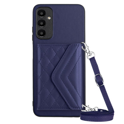 Samsung Galaxy A15 Case - Rhombic Texture, RFID Blocking Wallet, Durable PU Leather with Lanyard