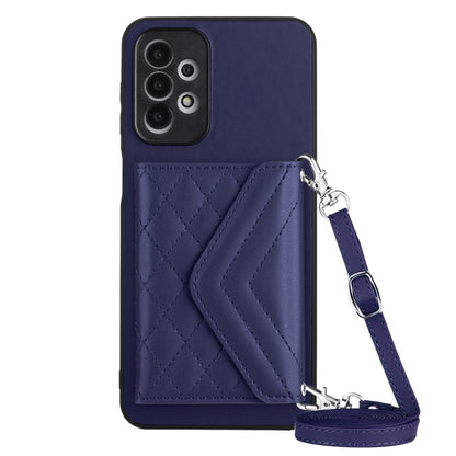 Samsung Galaxy A23 Case - Rhombic Texture, RFID Blocking Wallet, Durable PU Leather with Lanyard