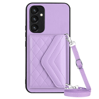 Samsung Galaxy A34 5G Case - Rhombic Texture, RFID Blocking Wallet, Durable PU Leather with Lanyard