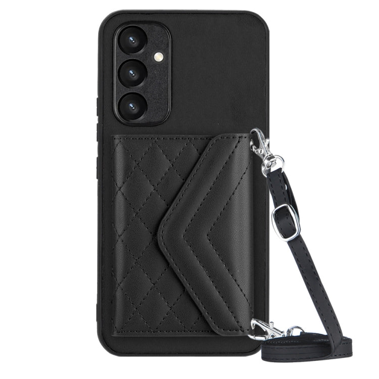 Samsung Galaxy A34 5G Case - Rhombic Texture, RFID Blocking Wallet, Durable PU Leather with Lanyard