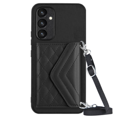 Samsung Galaxy A34 5G Case - Rhombic Texture, RFID Blocking Wallet, Durable PU Leather with Lanyard