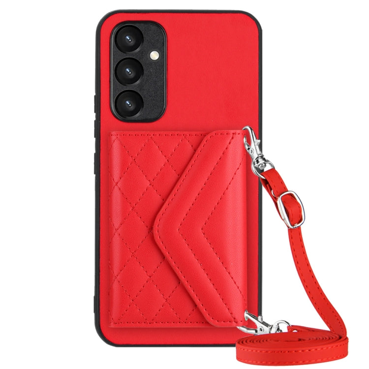 Samsung Galaxy A34 5G Case - Rhombic Texture, RFID Blocking Wallet, Durable PU Leather with Lanyard