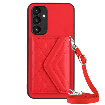 Samsung Galaxy A34 5G Case - Rhombic Texture, RFID Blocking Wallet, Durable PU Leather with Lanyard