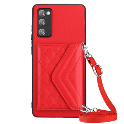 Samsung Galaxy S20 FE Case - Rhombic Texture, RFID Blocking Wallet, Durable PU Leather with Lanyard