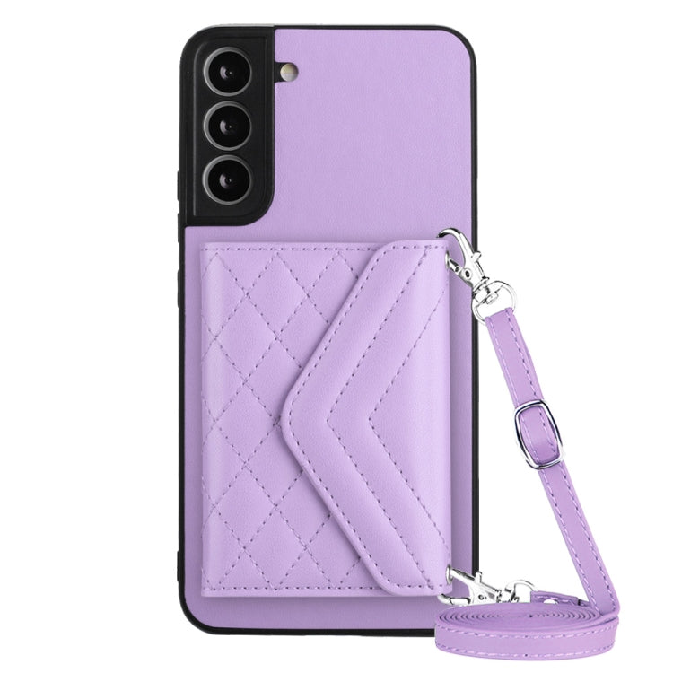 Samsung Galaxy S21 FE Case - Rhombic Texture, RFID Blocking Wallet, Durable PU Leather with Lanyard