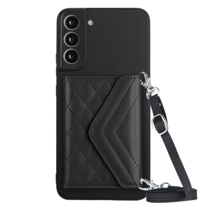 Samsung Galaxy S21 FE Case - Rhombic Texture, RFID Blocking Wallet, Durable PU Leather with Lanyard