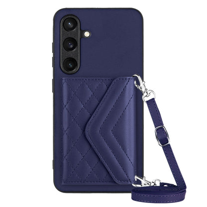 Samsung Galaxy S24 5G Case - Rhombic Texture, RFID Blocking Wallet, Durable PU Leather with Lanyard