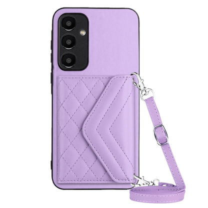 Samsung Galaxy A35 Case - Rhombic Texture, RFID Blocking Wallet, Durable PU Leather with Lanyard