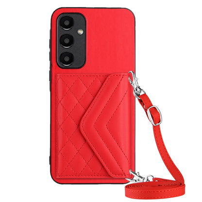 Samsung Galaxy A35 Case - Rhombic Texture, RFID Blocking Wallet, Durable PU Leather with Lanyard