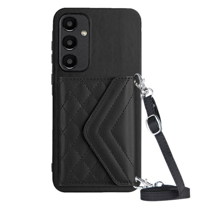 Samsung Galaxy A55 Case - Rhombic Texture, RFID Blocking Wallet, Durable PU Leather with Lanyard