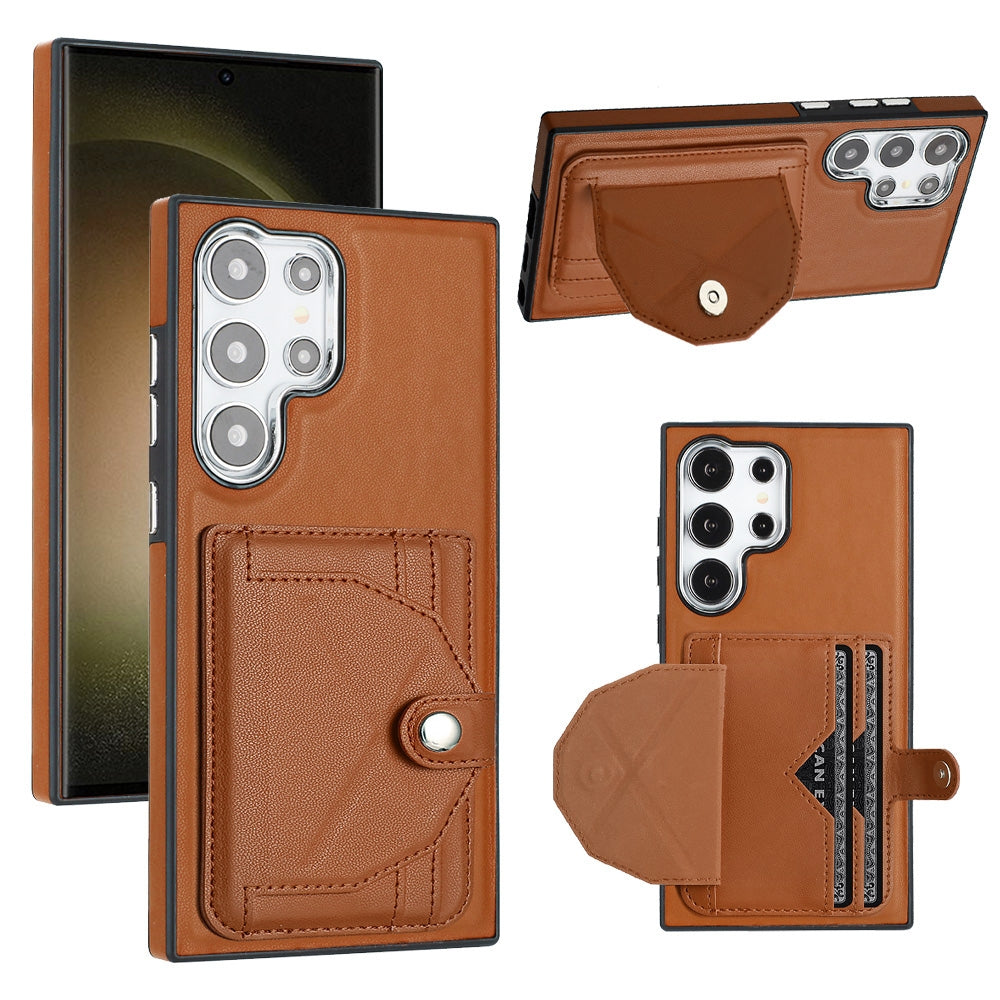 Samsung Galaxy S24 Ultra 5G Leather Case - Shockproof with Card Holder, Durable Design