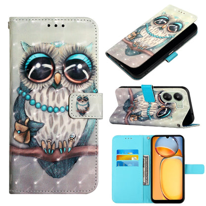 Xiaomi Redmi 13C Leather Flip Phone Case with 3D Painted Design, Card Holder, Wallet & Stand Function - Durable Protection & Easy Access
