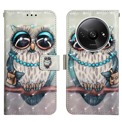 Xiaomi Redmi A3 Leather Flip Phone Case with 3D Painted Design, Card Holder, Wallet & Stand Function - Durable Protection & Easy Access