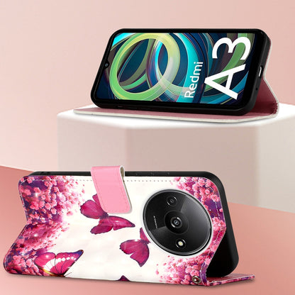 Xiaomi Redmi A3 Leather Flip Phone Case with 3D Painted Design, Card Holder, Wallet & Stand Function - Durable Protection & Easy Access
