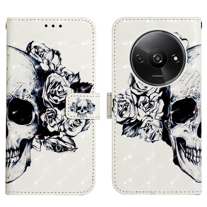 Xiaomi Redmi A3 Leather Flip Phone Case with 3D Painted Design, Card Holder, Wallet & Stand Function - Durable Protection & Easy Access