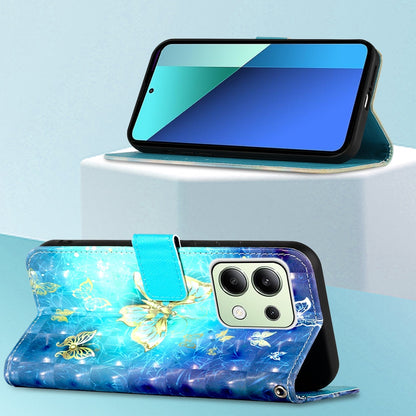 Xiaomi Redmi Note 13 4G Global Leather Flip Phone Case with 3D Painted Design, Card Holder, Wallet & Stand Function - Durable Protection & Easy Access