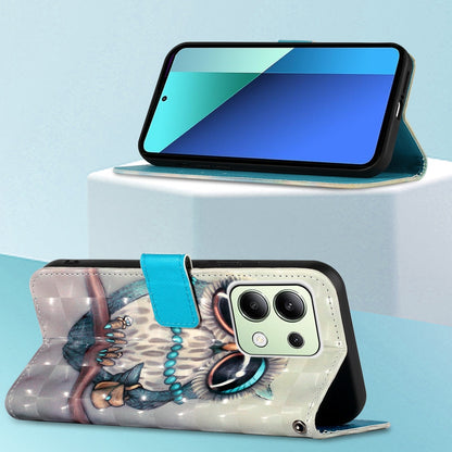 Xiaomi Redmi Note 13 4G Global Leather Flip Phone Case with 3D Painted Design, Card Holder, Wallet & Stand Function - Durable Protection & Easy Access