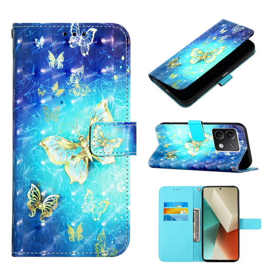 Xiaomi Redmi Note 13 5G Global Leather Flip Phone Case with 3D Painted Design, Card Holder, Wallet & Stand Function - Durable Protection & Easy Access
