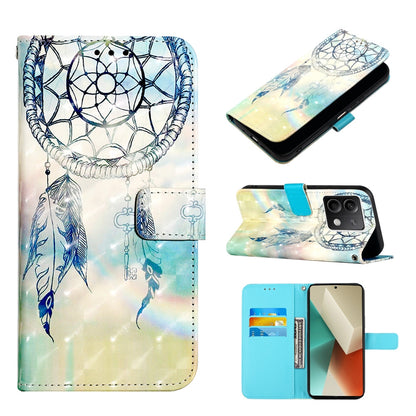 Xiaomi Redmi Note 13 5G Global Leather Flip Phone Case with 3D Painted Design, Card Holder, Wallet & Stand Function - Durable Protection & Easy Access