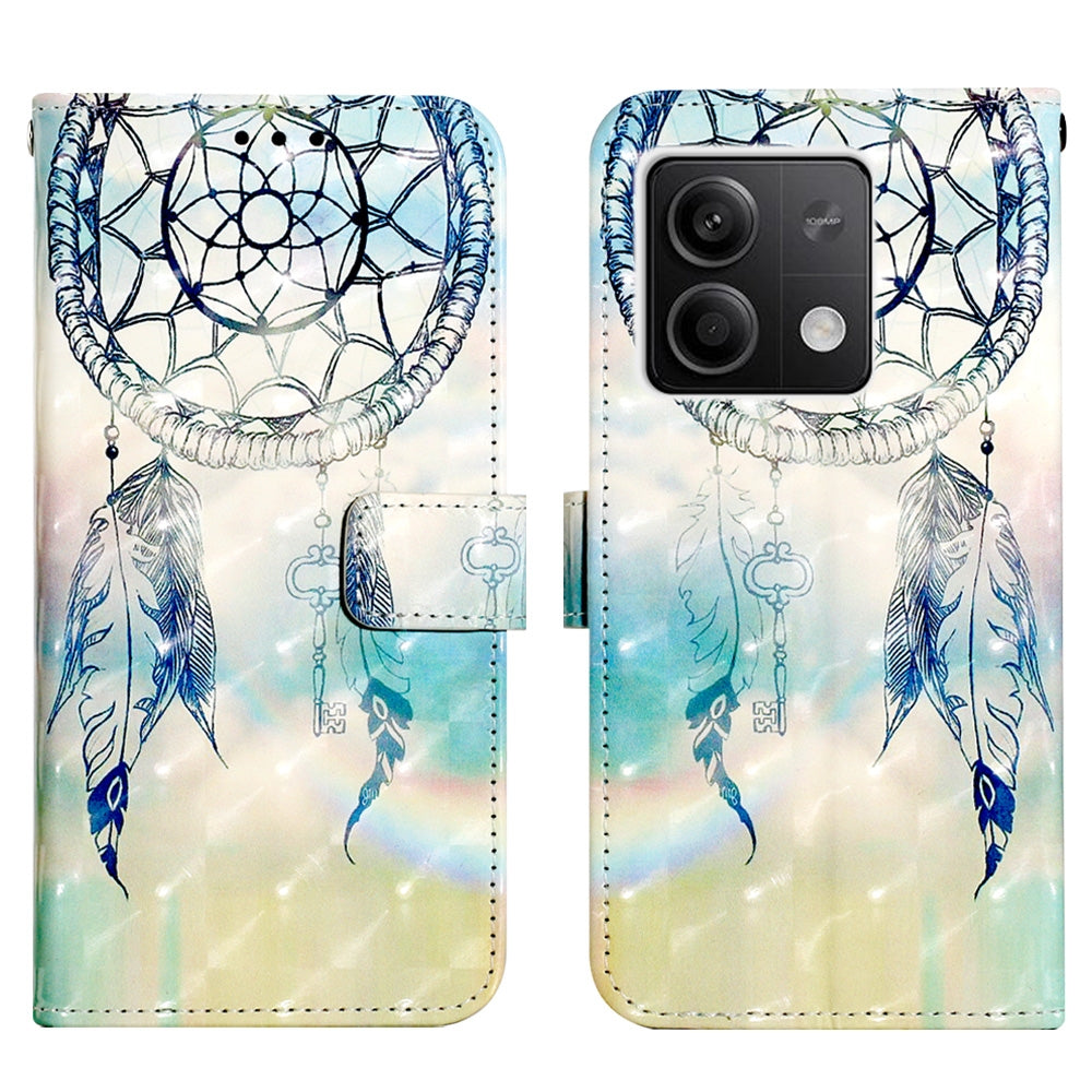 Xiaomi Redmi Note 13 5G Global Leather Flip Phone Case with 3D Painted Design, Card Holder, Wallet & Stand Function - Durable Protection & Easy Access