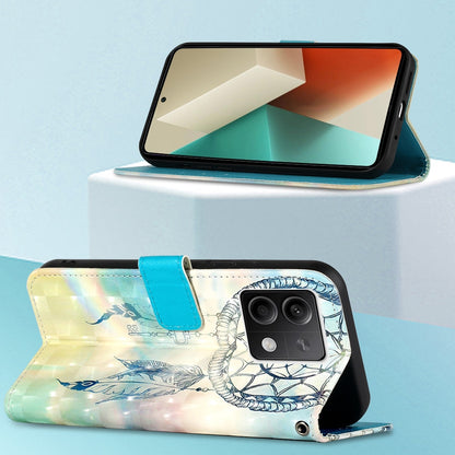 Xiaomi Redmi Note 13 5G Global Leather Flip Phone Case with 3D Painted Design, Card Holder, Wallet & Stand Function - Durable Protection & Easy Access