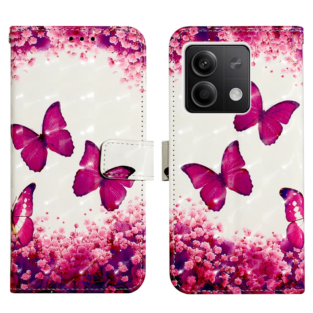 Xiaomi Redmi Note 13 5G Global Leather Flip Phone Case with 3D Painted Design, Card Holder, Wallet & Stand Function - Durable Protection & Easy Access