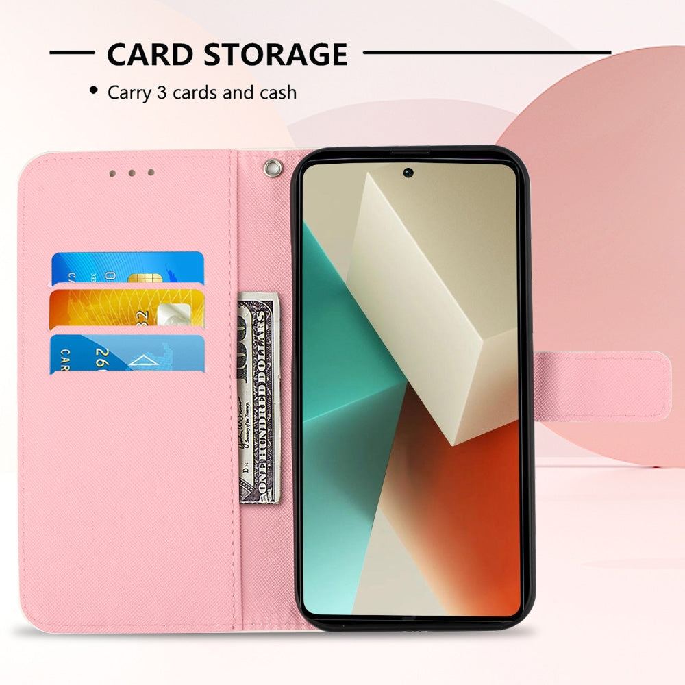Xiaomi Redmi Note 13 5G Global Leather Flip Phone Case with 3D Painted Design, Card Holder, Wallet & Stand Function - Durable Protection & Easy Access