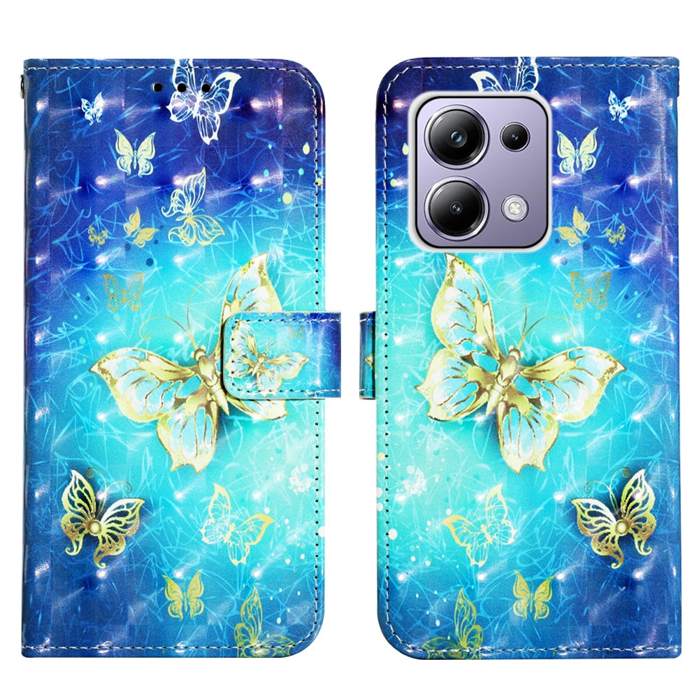 Xiaomi Redmi Note 13 Pro 4G Global Leather Flip Phone Case with 3D Painted Design, Card Holder, Wallet & Stand Function - Durable Protection & Easy Access