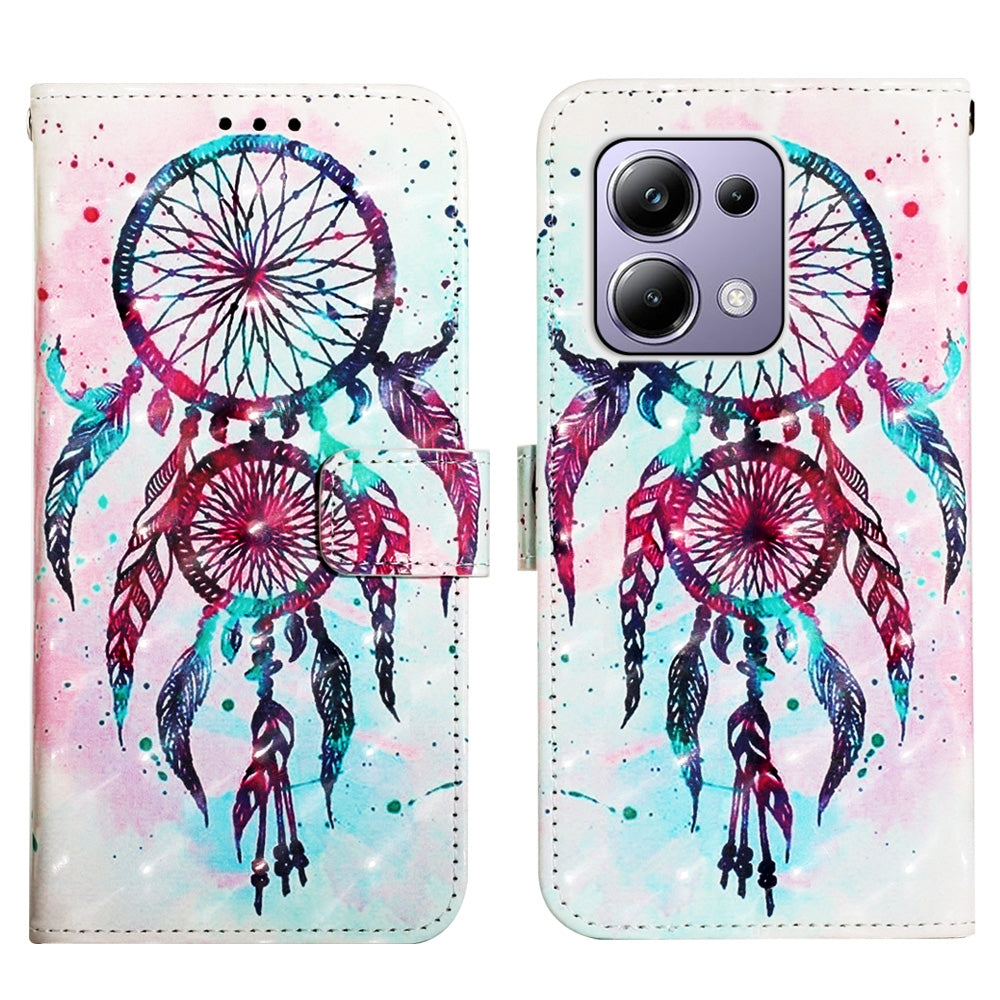 Xiaomi Redmi Note 13 Pro 4G Global Leather Flip Phone Case with 3D Painted Design, Card Holder, Wallet & Stand Function - Durable Protection & Easy Access