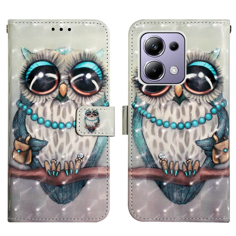 Xiaomi Redmi Note 13 Pro 4G Global Leather Flip Phone Case with 3D Painted Design, Card Holder, Wallet & Stand Function - Durable Protection & Easy Access