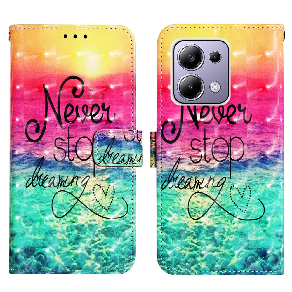 Xiaomi Redmi Note 13 Pro 4G Global Leather Flip Phone Case with 3D Painted Design, Card Holder, Wallet & Stand Function - Durable Protection & Easy Access