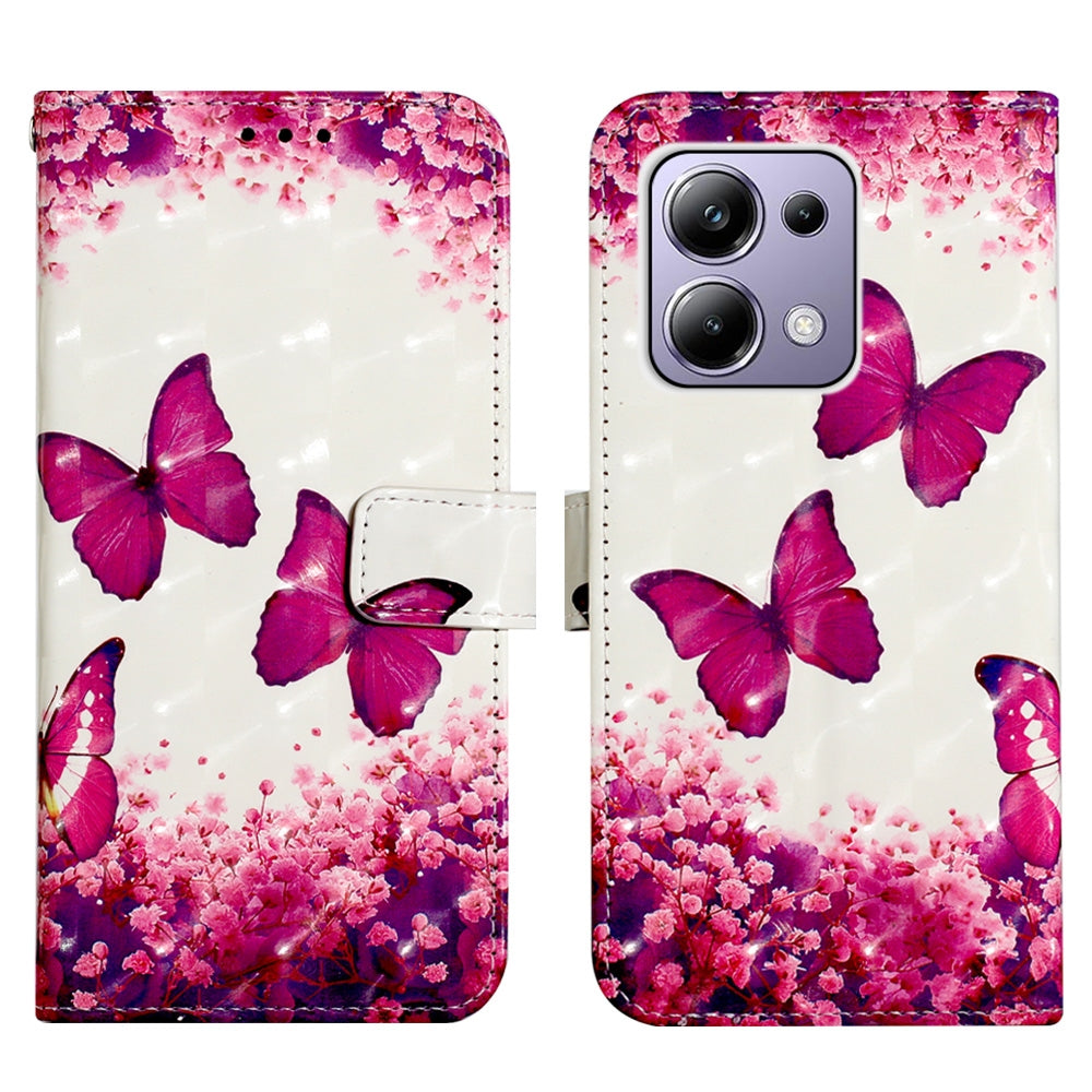 Xiaomi Redmi Note 13 Pro 4G Global Leather Flip Phone Case with 3D Painted Design, Card Holder, Wallet & Stand Function - Durable Protection & Easy Access