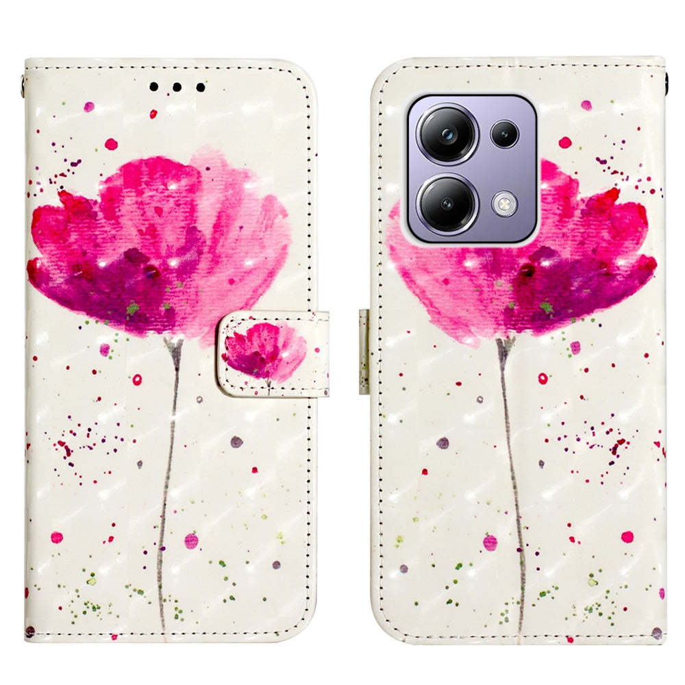 Xiaomi Redmi Note 13 Pro 4G Global Leather Flip Phone Case with 3D Painted Design, Card Holder, Wallet & Stand Function - Durable Protection & Easy Access