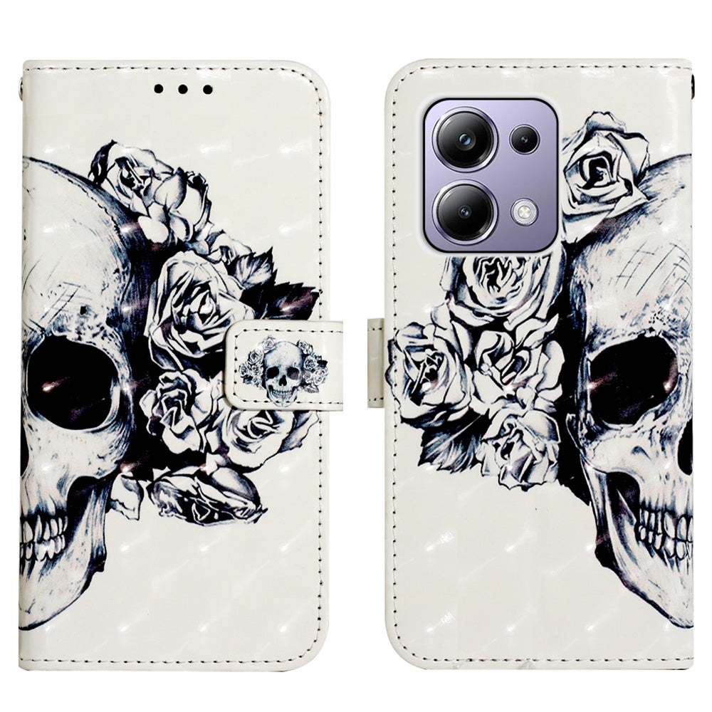 Xiaomi Redmi Note 13 Pro 4G Global Leather Flip Phone Case with 3D Painted Design, Card Holder, Wallet & Stand Function - Durable Protection & Easy Access