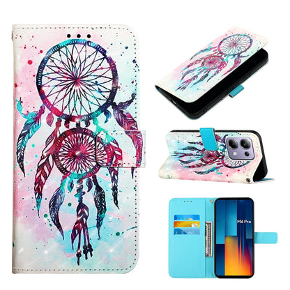 Xiaomi Poco M6 Pro 4G Leather Flip Phone Case with 3D Painted Design, Card Holder, Wallet & Stand Function - Durable Protection & Easy Access
