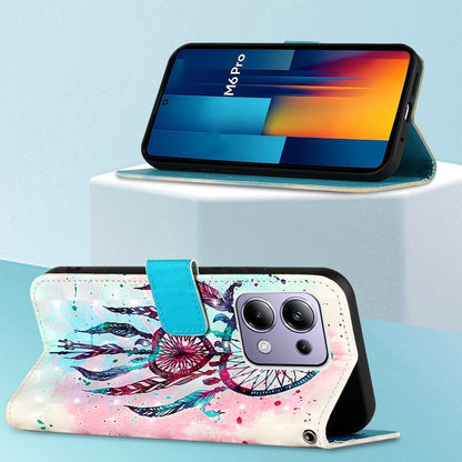 Xiaomi Poco M6 Pro 4G Leather Flip Phone Case with 3D Painted Design, Card Holder, Wallet & Stand Function - Durable Protection & Easy Access