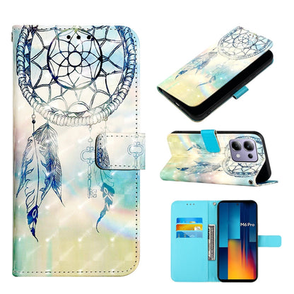 Xiaomi Poco M6 Pro 4G Leather Flip Phone Case with 3D Painted Design, Card Holder, Wallet & Stand Function - Durable Protection & Easy Access