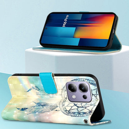 Xiaomi Poco M6 Pro 4G Leather Flip Phone Case with 3D Painted Design, Card Holder, Wallet & Stand Function - Durable Protection & Easy Access