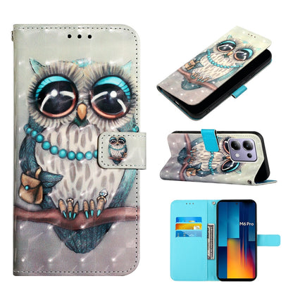 Xiaomi Poco M6 Pro 4G Leather Flip Phone Case with 3D Painted Design, Card Holder, Wallet & Stand Function - Durable Protection & Easy Access