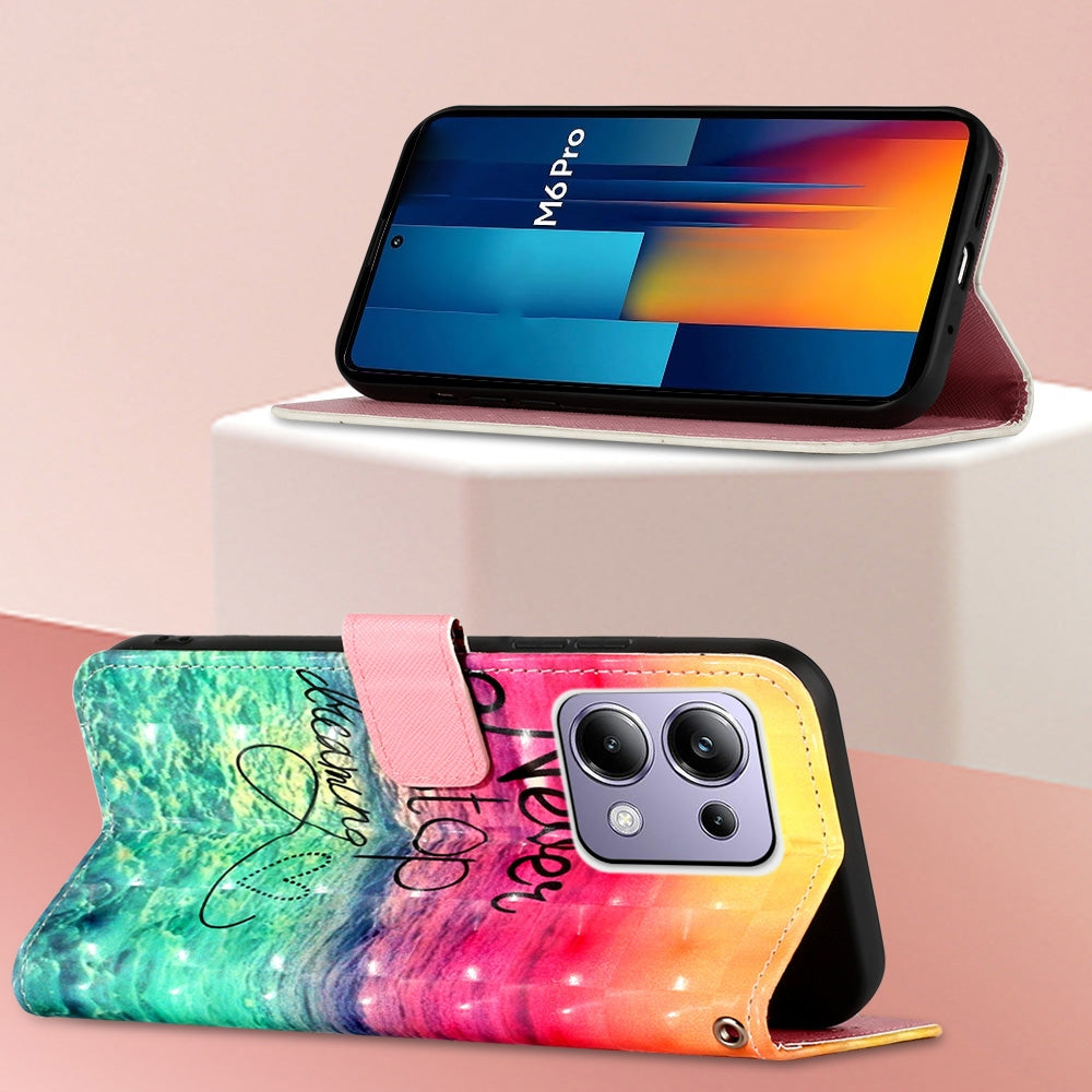 Xiaomi Poco M6 Pro 4G Leather Flip Phone Case with 3D Painted Design, Card Holder, Wallet & Stand Function - Durable Protection & Easy Access