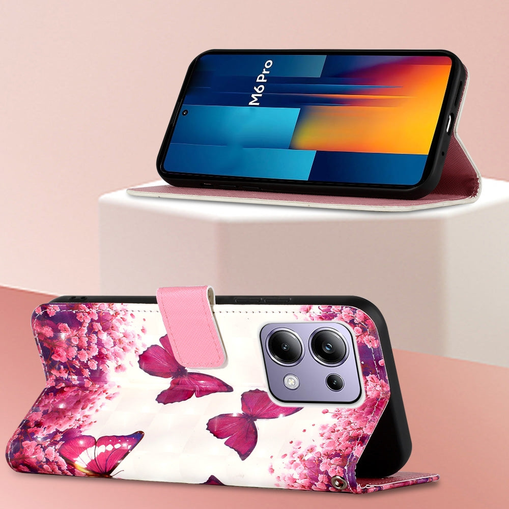 Xiaomi Poco M6 Pro 4G Leather Flip Phone Case with 3D Painted Design, Card Holder, Wallet & Stand Function - Durable Protection & Easy Access