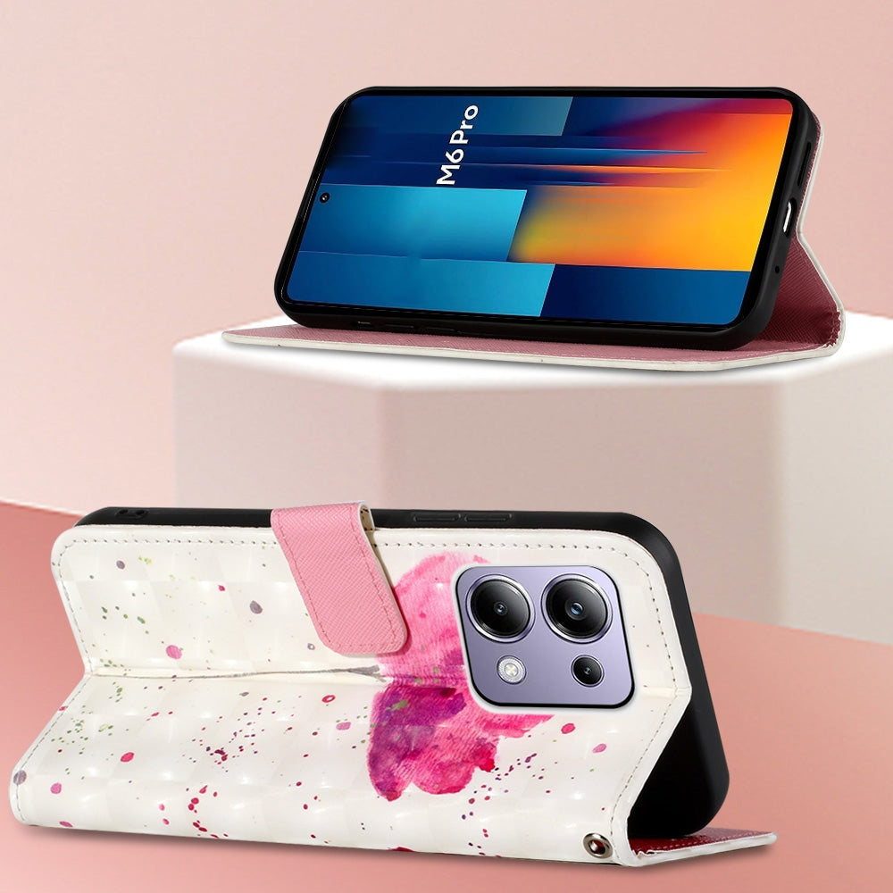 Xiaomi Poco M6 Pro 4G Leather Flip Phone Case with 3D Painted Design, Card Holder, Wallet & Stand Function - Durable Protection & Easy Access