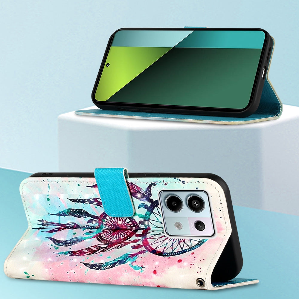 Xiaomi Redmi Note 13 Pro 5G Global Leather Flip Phone Case with 3D Painted Design, Card Holder, Wallet & Stand Function - Durable Protection & Easy Access