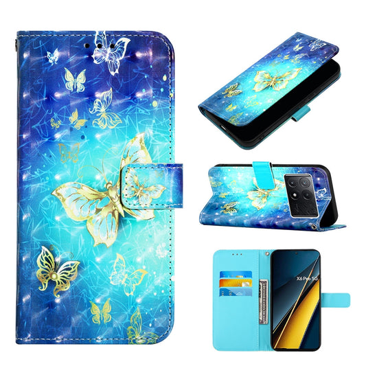 Xiaomi Poco X6 Pro Leather Flip Phone Case with 3D Painted Design, Card Holder, Wallet & Stand Function - Durable Protection & Easy Access