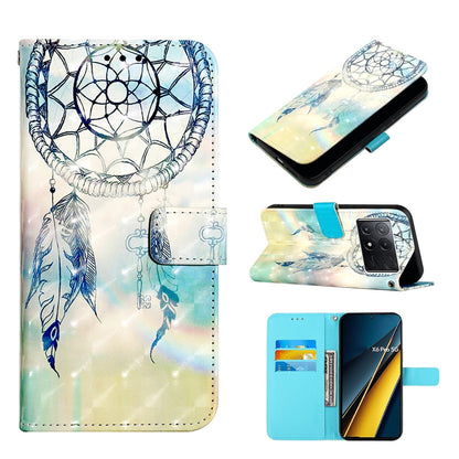 Xiaomi Poco X6 Pro Leather Flip Phone Case with 3D Painted Design, Card Holder, Wallet & Stand Function - Durable Protection & Easy Access
