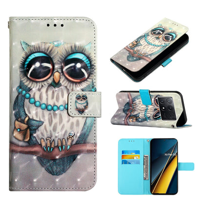 Xiaomi Poco X6 Pro Leather Flip Phone Case with 3D Painted Design, Card Holder, Wallet & Stand Function - Durable Protection & Easy Access