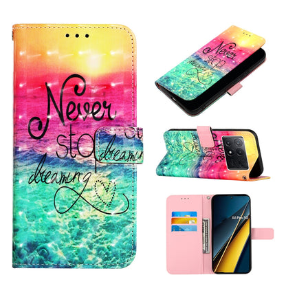 Xiaomi Poco X6 Pro Leather Flip Phone Case with 3D Painted Design, Card Holder, Wallet & Stand Function - Durable Protection & Easy Access