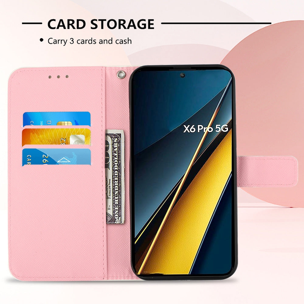 Xiaomi Poco X6 Pro Leather Flip Phone Case with 3D Painted Design, Card Holder, Wallet & Stand Function - Durable Protection & Easy Access